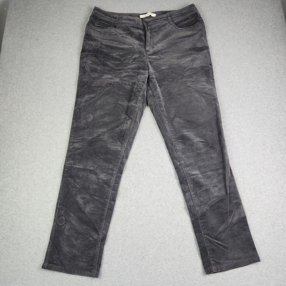 Croft & Barrow Corduroy Pants Womens 14 Gray Cotton Stretch Comfort Straight Leg